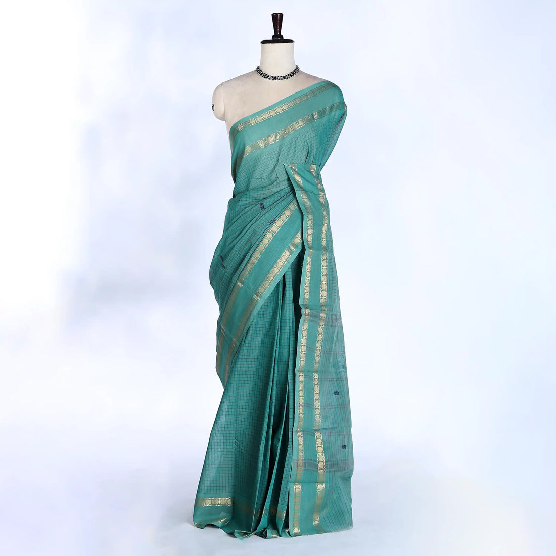 Dark Green Chettinad Cotton Sarees for Women | Office Wear Daily Wear & Special Occasion | Jeyachandran - Full View