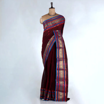 Purple Chettinad Cotton Sarees for Women | Office Wear Daily Wear & Special Occasion | Jeyachandran  - Full View