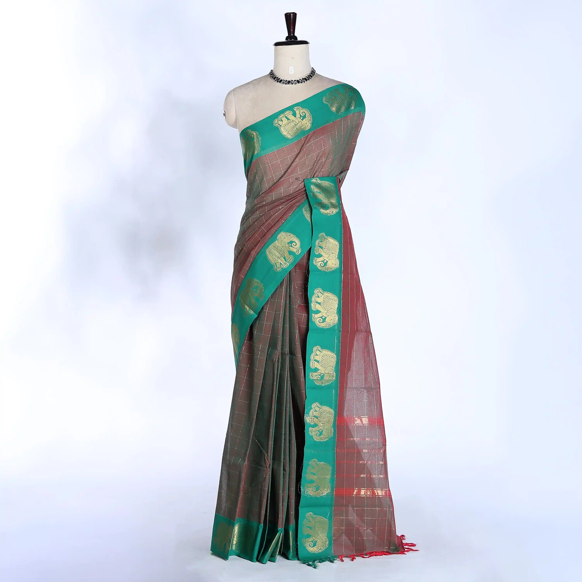 Maroon Chettinad Cotton Sarees for Women | Office Wear Daily Wear & Special Occasion | Jeyachandran - Full View