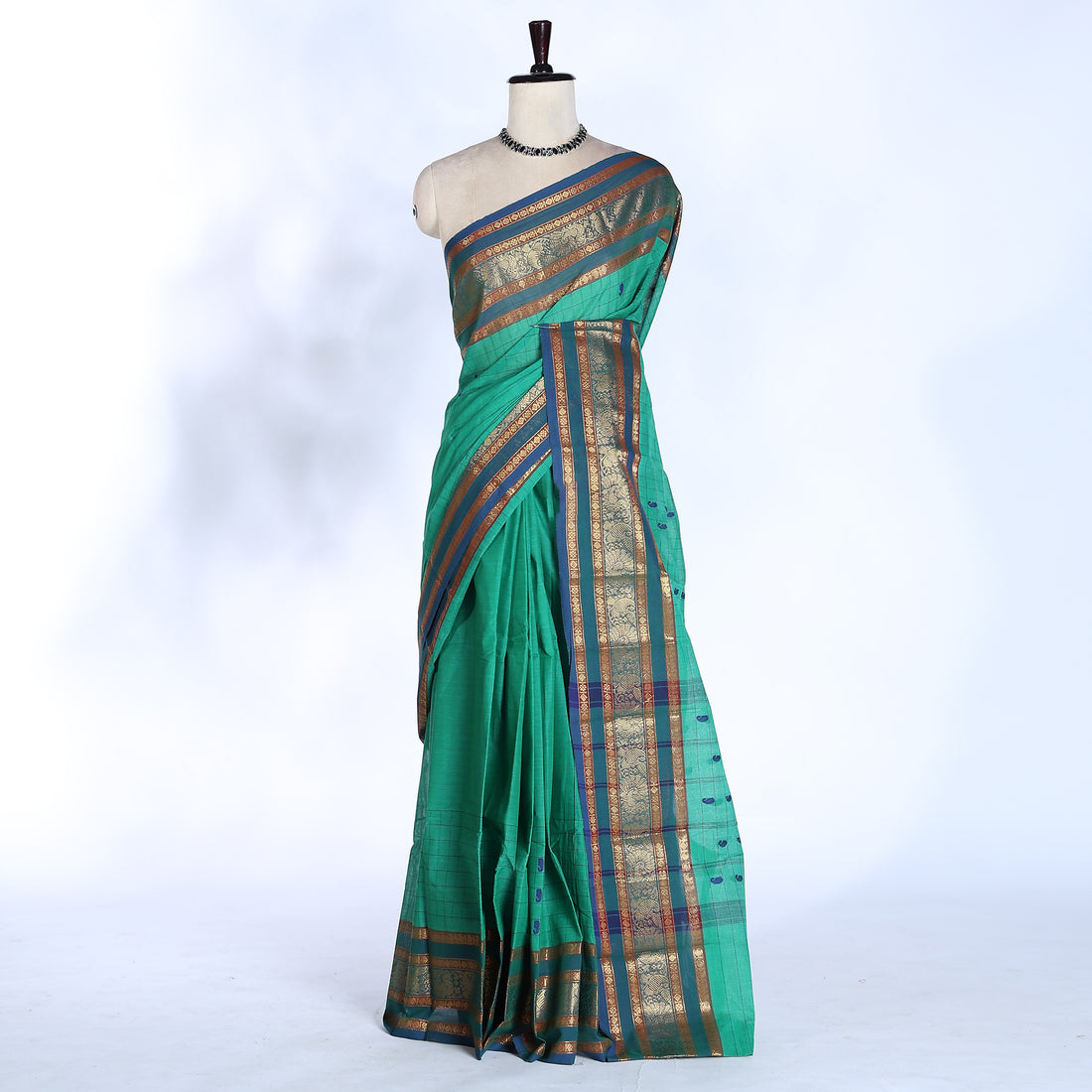 Green Chettinad Cotton Sarees for Women | Office Wear Daily Wear & Special Occasion | Jeyachandran - Full View