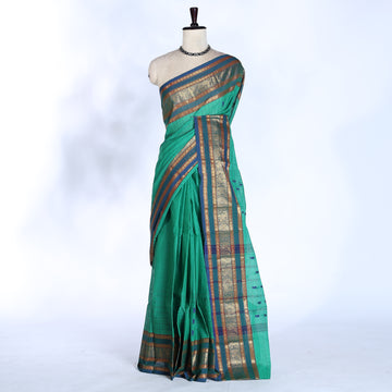 Green Chettinad Cotton Sarees for Women | Office Wear Daily Wear & Special Occasion | Jeyachandran - Full View