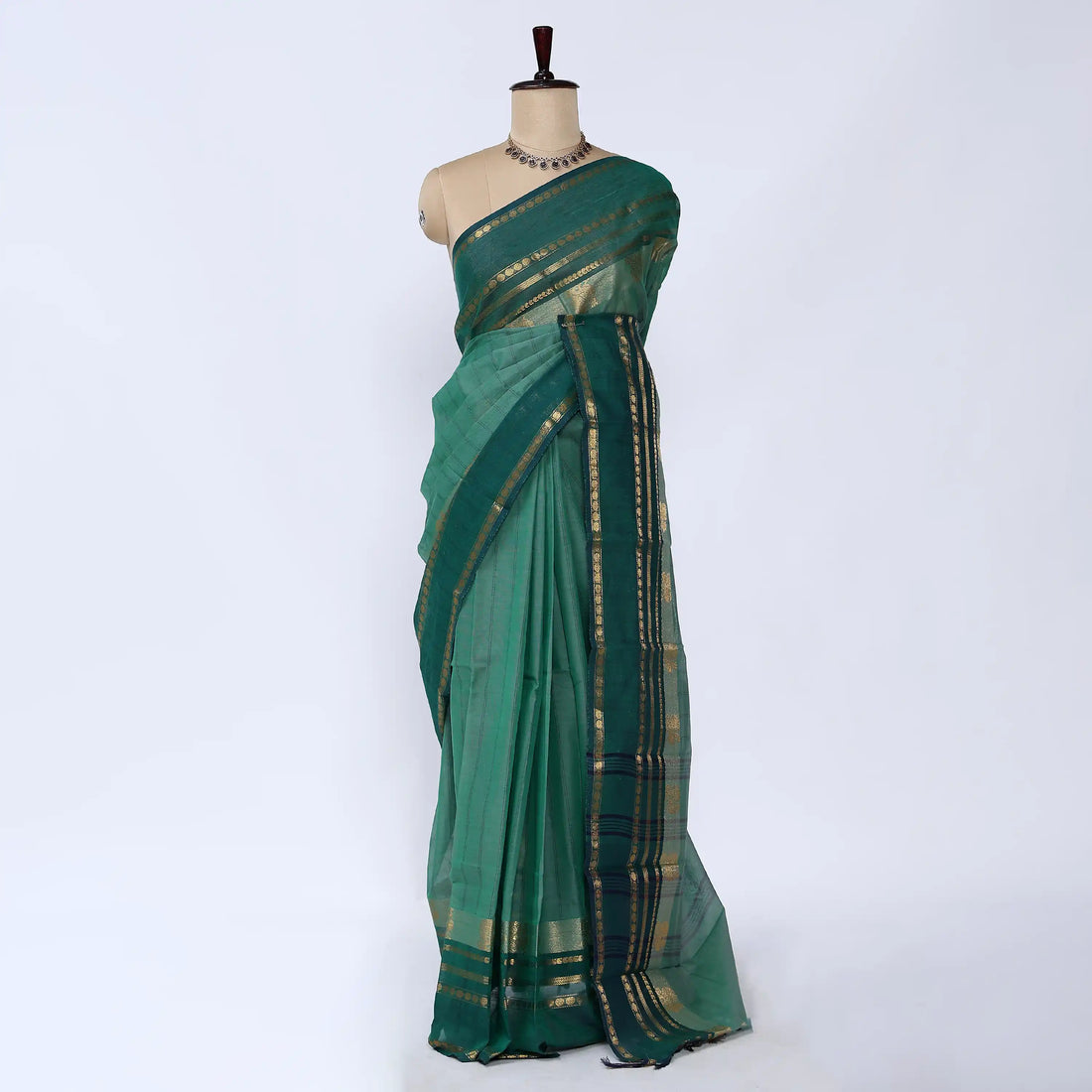 Green Chettinad Cotton Sarees for Women | Office Wear Daily Wear & Special Occasion | Jeyachandran - Full View