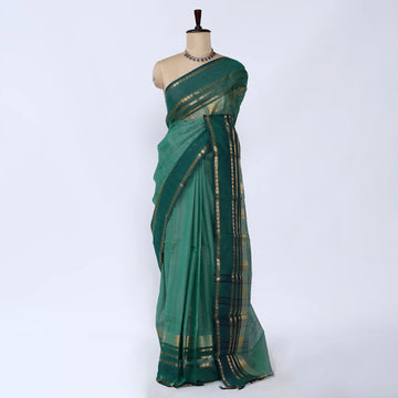 Green Chettinad Cotton Sarees for Women | Office Wear Daily Wear & Special Occasion | Jeyachandran - Full View