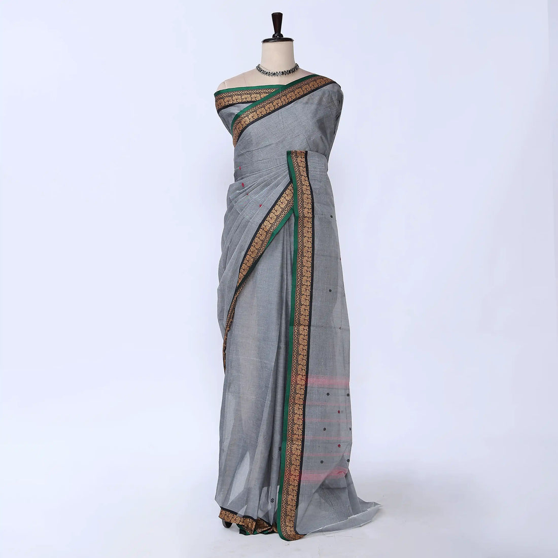 Grey Chettinad Cotton Sarees for Women | Office Wear Daily Wear & Special Occasion | Jeyachandran - Full View