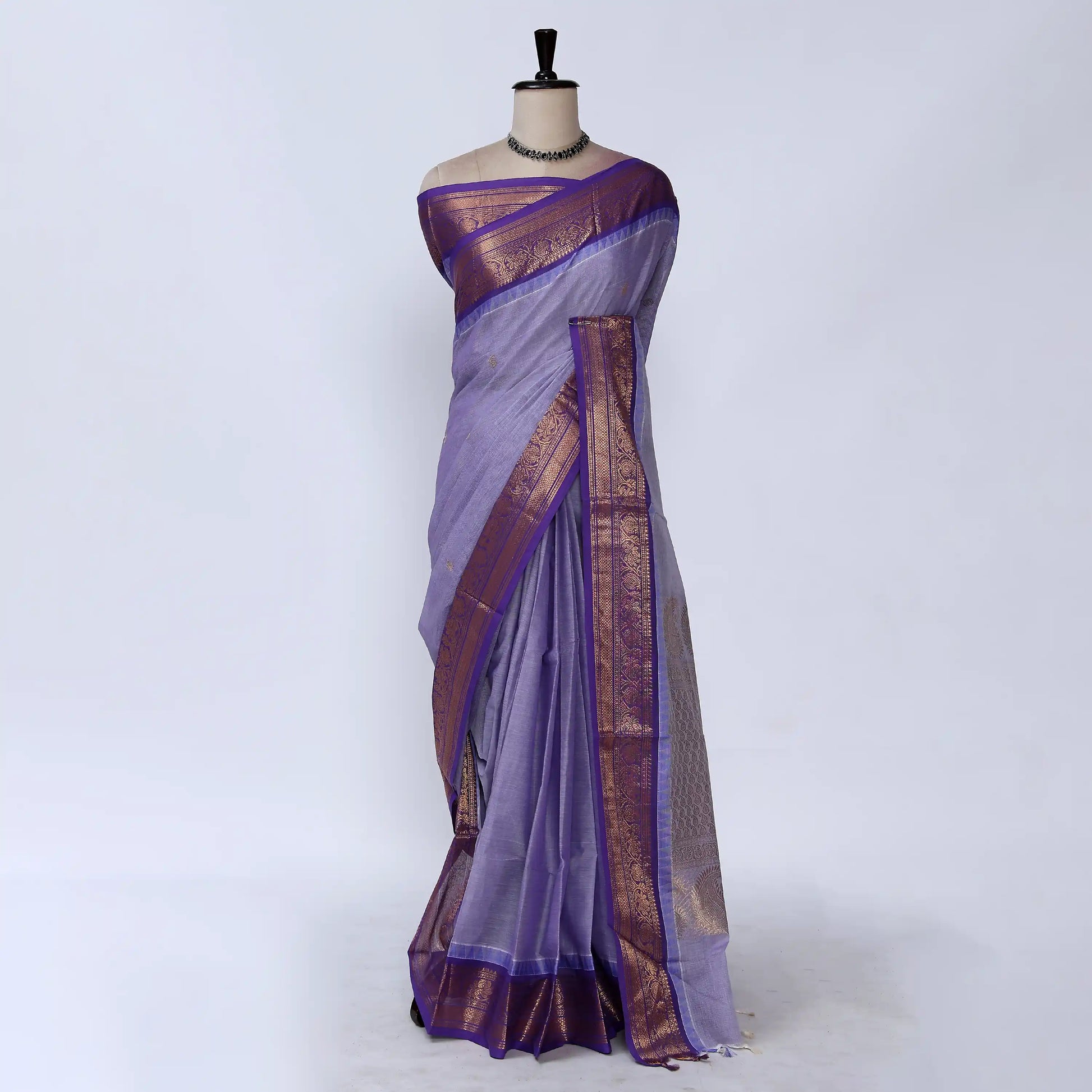 Lavender Chettinad Cotton Sarees for Women | Office Wear Daily Wear & Special Occasion | Jeyachandran - Full View