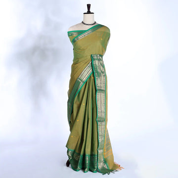 Green Chettinad Cotton Sarees for Women | Office Wear Daily Wear & Special Occasion | Jeyachandran - Full View
