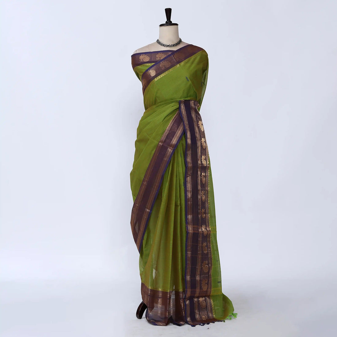 Green Chettinad Cotton Sarees for Women | Office Wear Daily Wear & Special Occasion | Jeyachandran - Full View