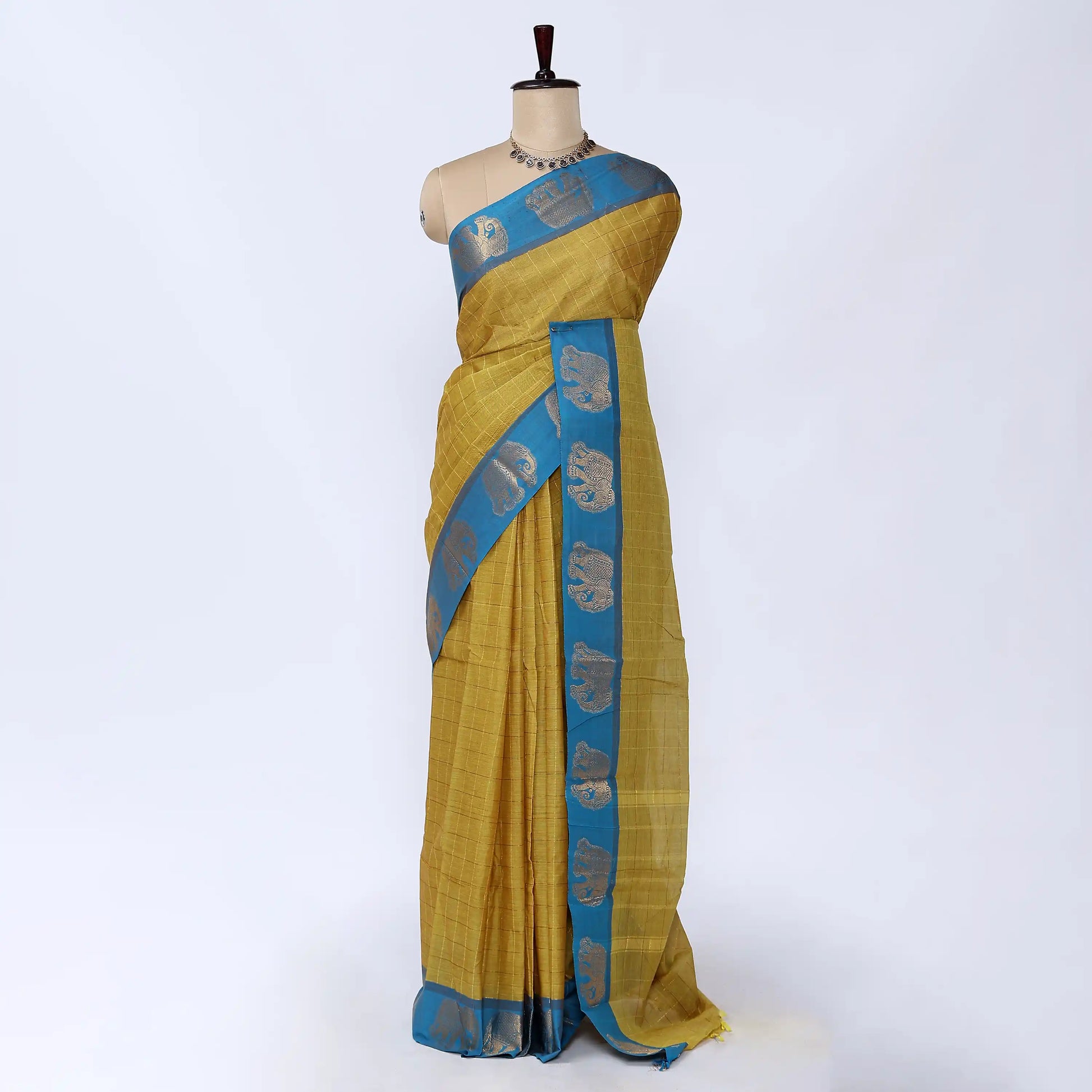 Yellow Chettinad Cotton Sarees for Women | Office Wear Daily Wear & Special Occasion | Jeyachandran - Full View