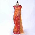 Orange Chettinad Cotton Sarees for Women | Office Wear Daily Wear & Special Occasion | Jeyachandran - Full View