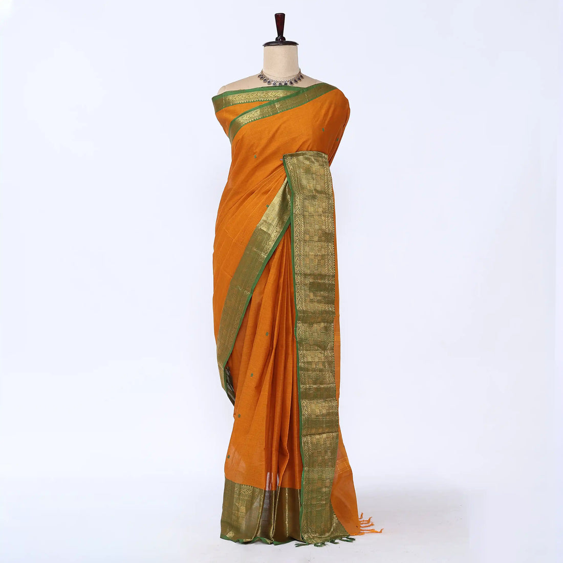 Orange Chettinad Cotton Sarees for Women | Office Wear Daily Wear & Special Occasion | Jeyachandran - Full View