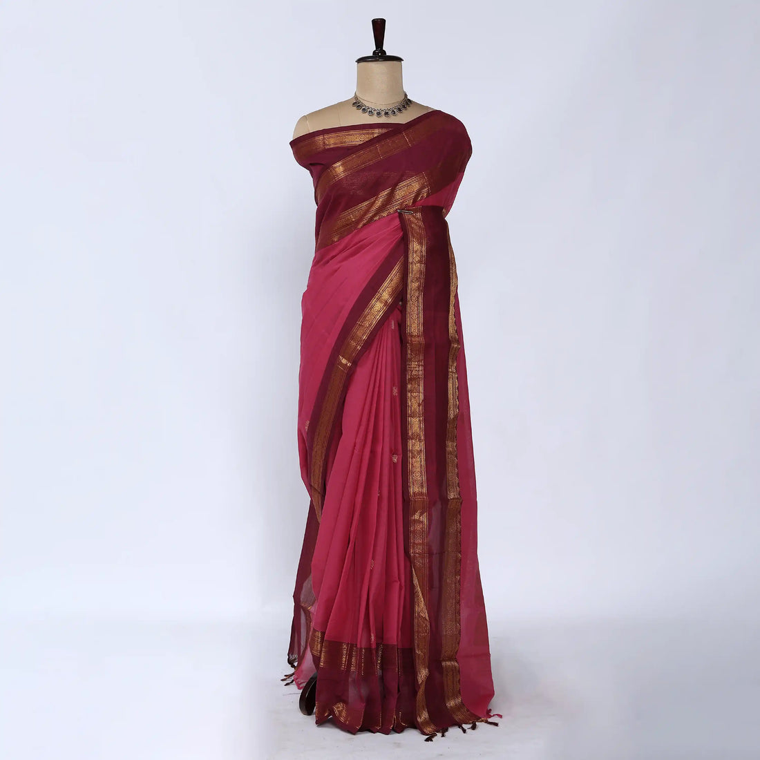 Pink Chettinad Cotton Sarees for Women | Office Wear Daily Wear & Special Occasion | Jeyachandran - Full View