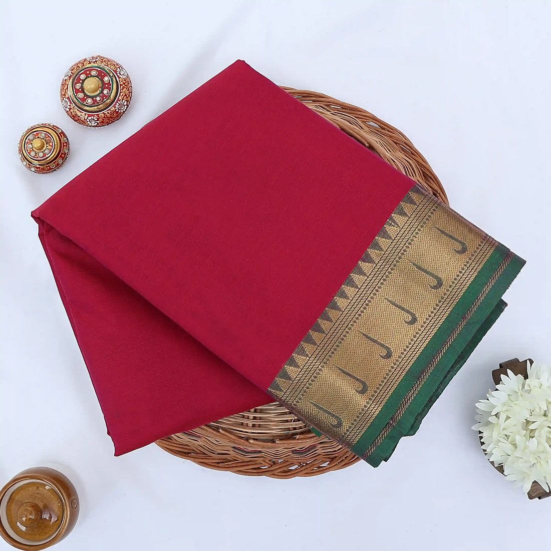 Pink Chettinad Cotton Sarees for Women | Office Wear Daily Wear & Special Occasion | Jeyachandran - Full View
