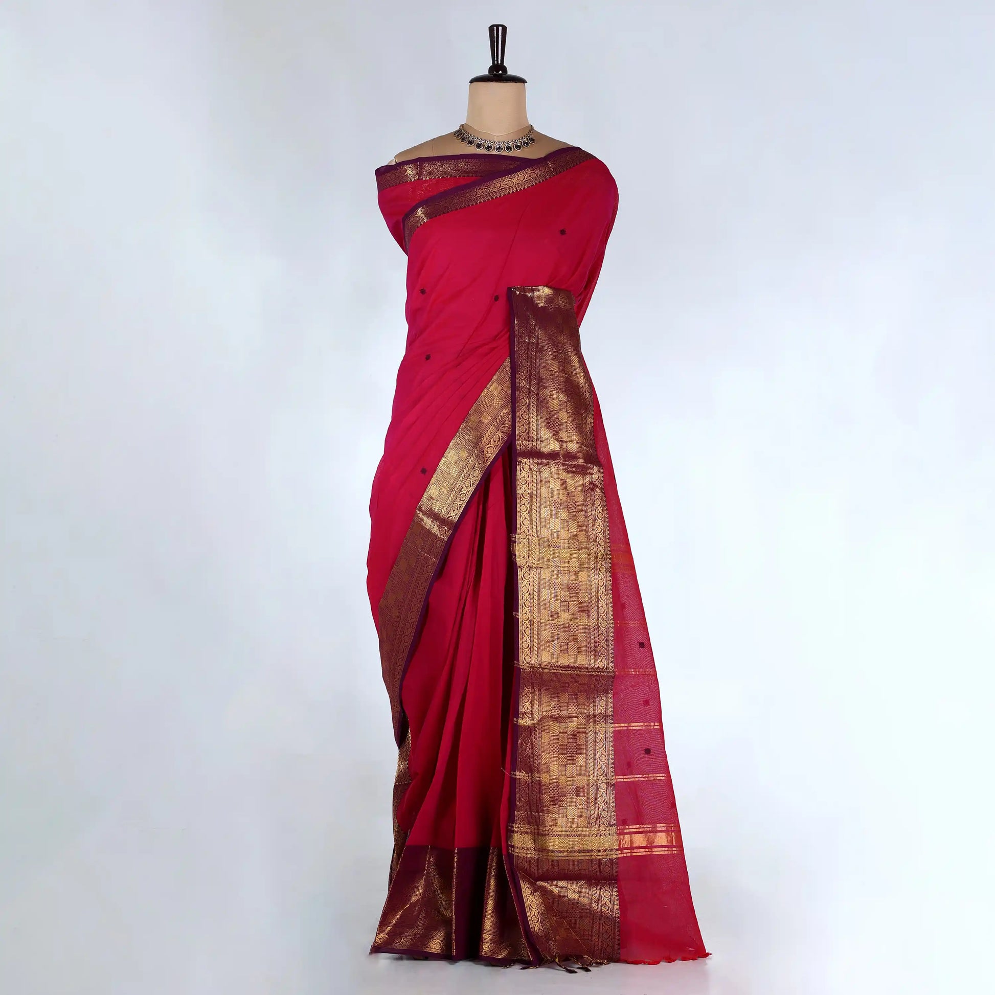 Pink Chettinad Cotton Sarees for Women | Office Wear Daily Wear & Special Occasion | Jeyachandran - Full View