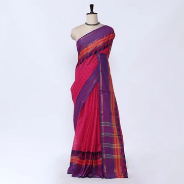 Pink Chettinad Cotton Sarees for Women | Office Wear Daily Wear & Special Occasion | Jeyachandran - Full View