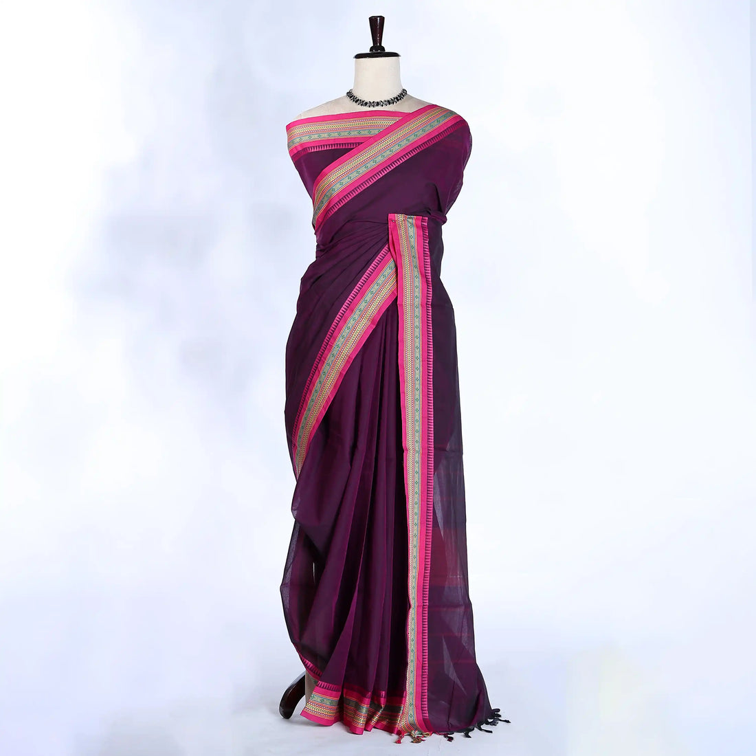 Purple Chettinad Cotton Sarees for Women | Office Wear Daily Wear & Special Occasion | Jeyachandran - Full View