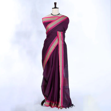 Purple Chettinad Cotton Sarees for Women | Office Wear Daily Wear & Special Occasion | Jeyachandran - Full View