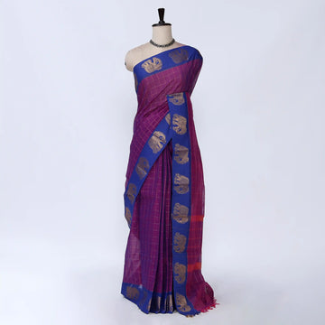 Purple Chettinad Cotton Sarees for Women | Office Wear Daily Wear & Special Occasion | Jeyachandran - Full View