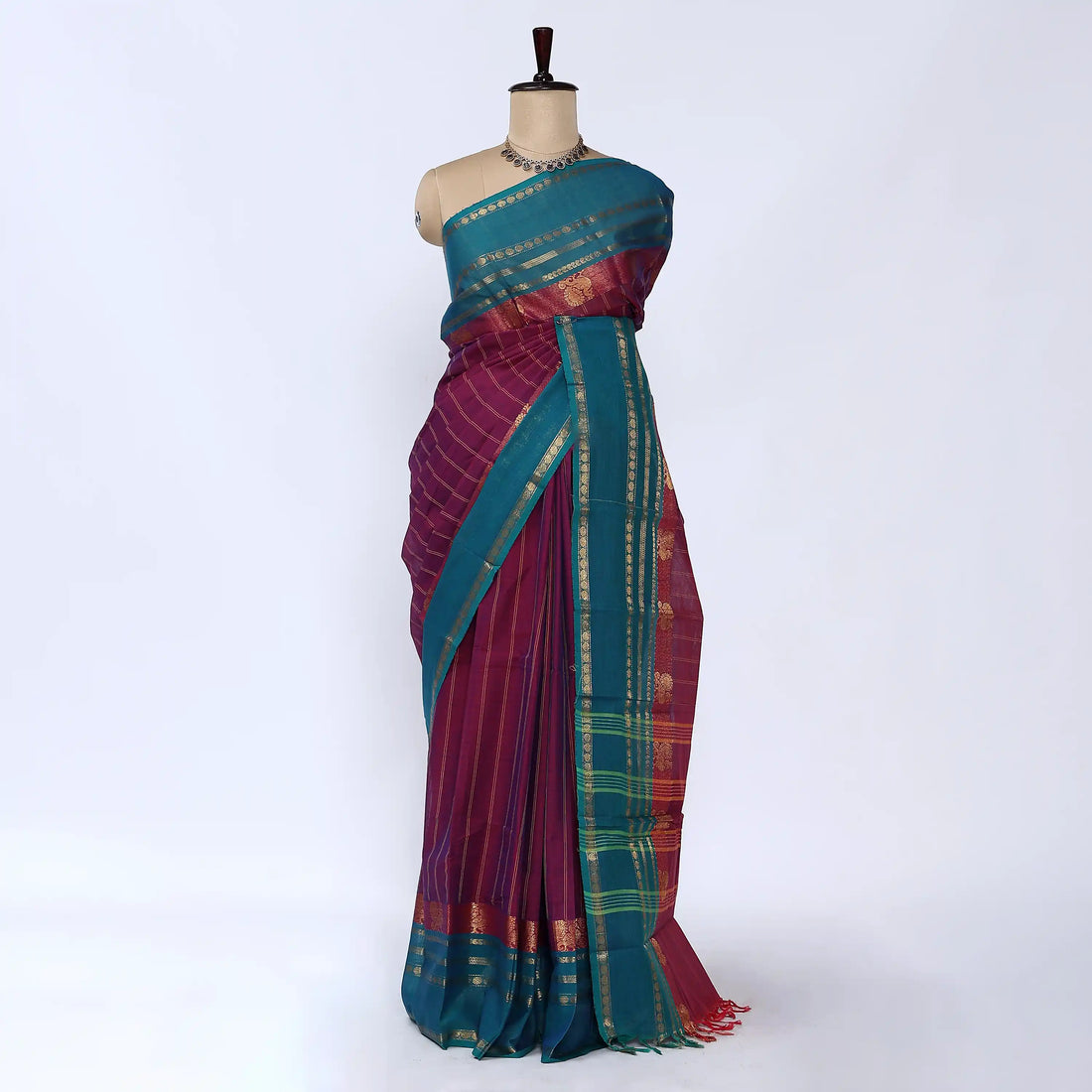 Purple Chettinad Cotton Sarees for Women | Office Wear Daily Wear & Special Occasion | Jeyachandran - Full View