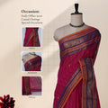 Chettinad cotton saree with broad contrast zari border and subtle woven butta motifs front draped view