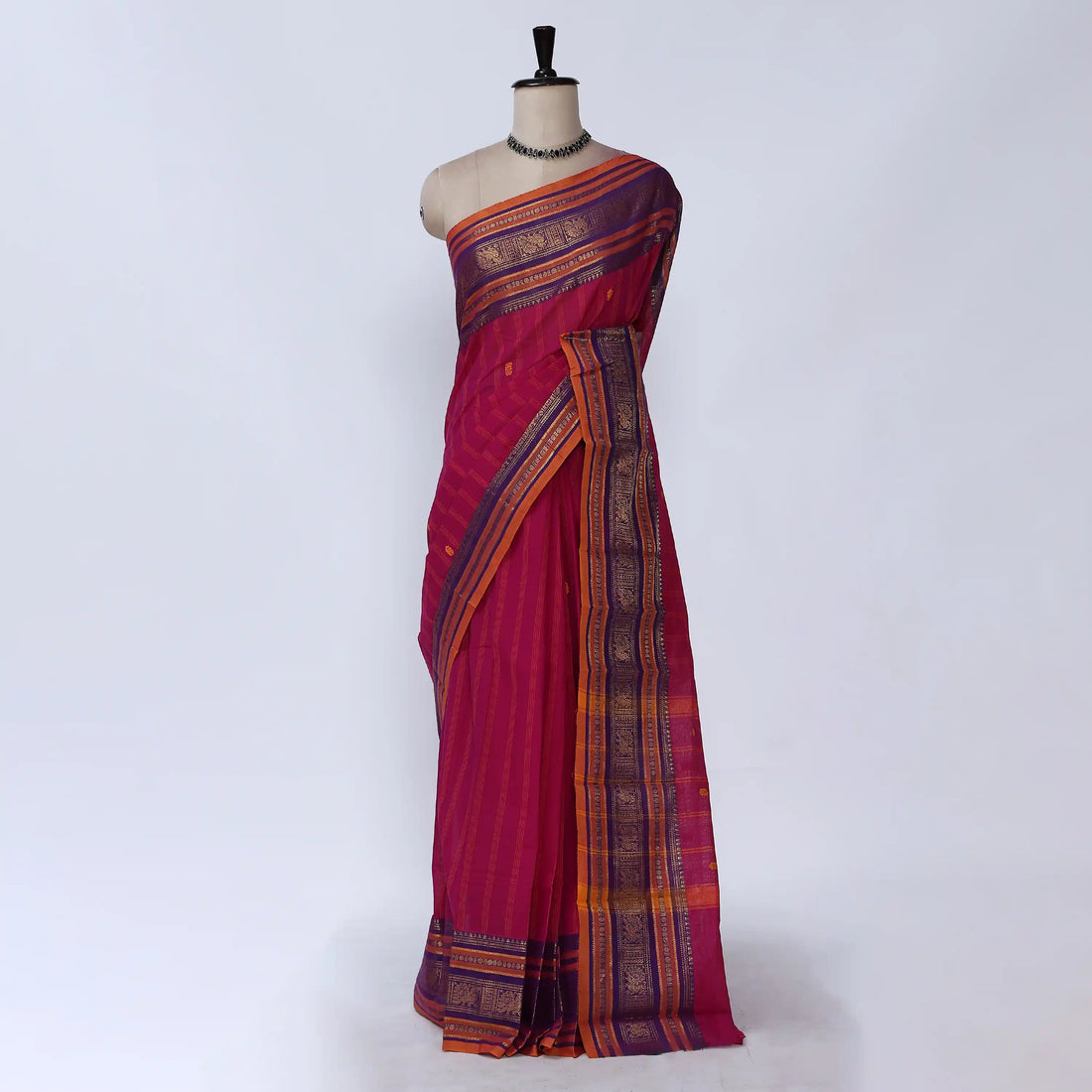 Purple Chettinad Cotton Sarees for Women | Office Wear Daily Wear & Special Occasion | Jeyachandran - Full View