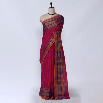 Purple Chettinad Cotton Sarees for Women | Office Wear Daily Wear & Special Occasion | Jeyachandran - Full View