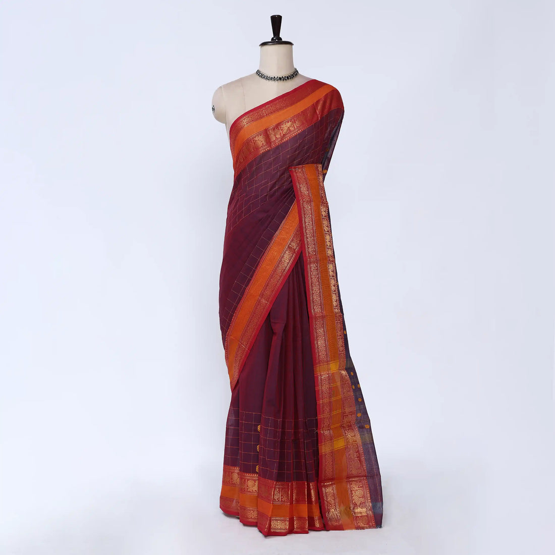 Purple Chettinad Cotton Sarees for Women | Office Wear Daily Wear & Special Occasion | Jeyachandran - Full View