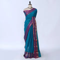Teal Chettinad Cotton Sarees for Women | Office Wear Daily Wear & Special Occasion | Jeyachandran - Full View