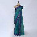 Teal Chettinad Cotton Sarees for Women | Office Wear Daily Wear & Special Occasion | Jeyachandran - Full View