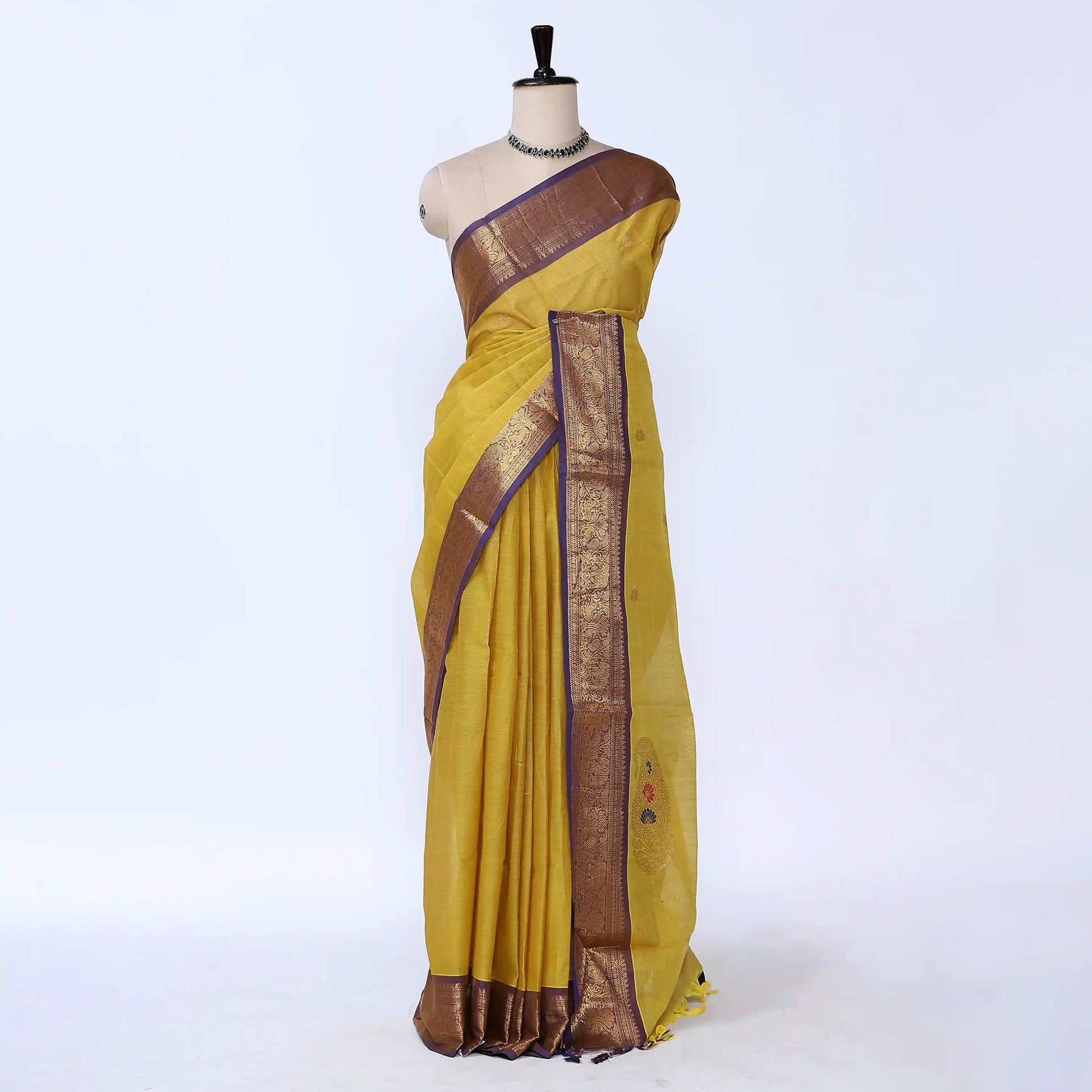 Yellow Chettinad Cotton Sarees for Women | Office Wear Daily Wear & Special Occasion | Jeyachandran - Full View