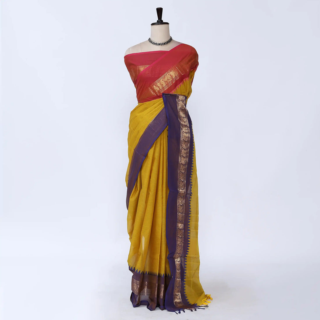 Yellow Chettinad Cotton Sarees for Women | Office Wear Daily Wear & Special Occasion | Jeyachandran - Full View