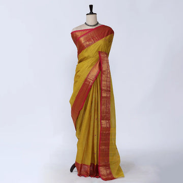 Yellow Chettinad Cotton Sarees for Women | Office Wear Daily Wear & Special Occasion | Jeyachandran - Full View