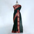 Dark Green Kanchi Cotton Saree for Women | Festive Traditional Collection | Jeyachandran -Full View
