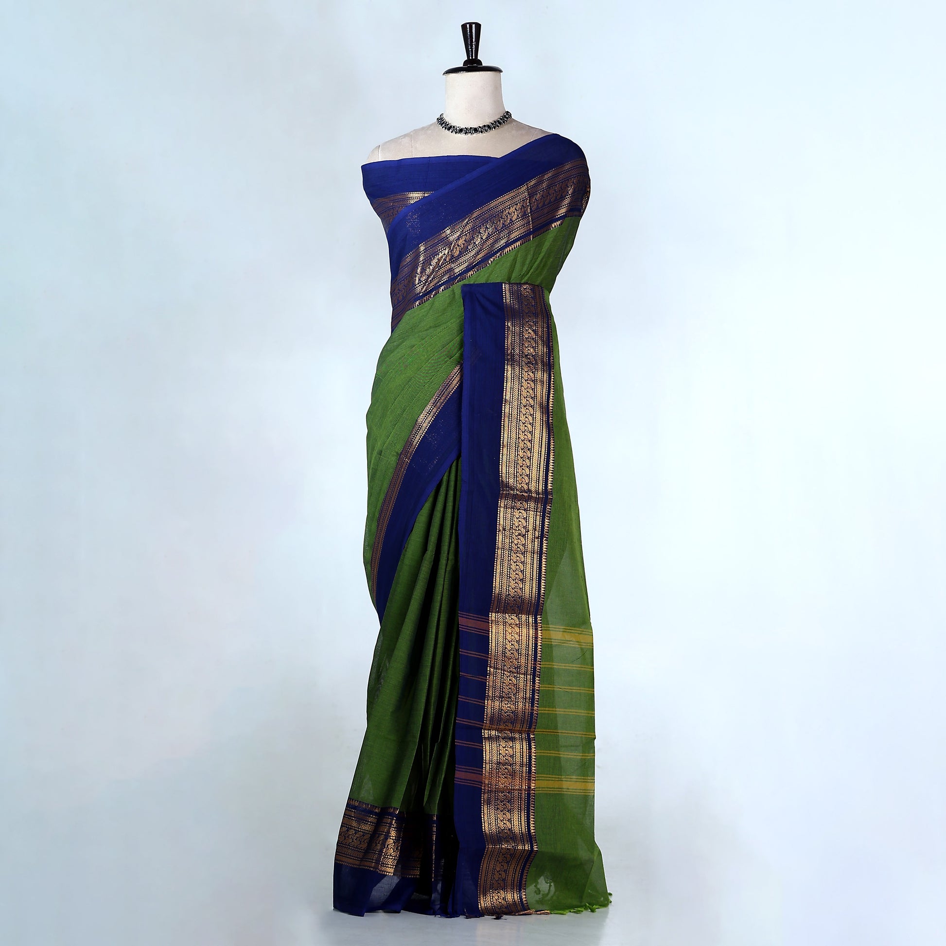 Green Kanchi Cotton Saree for Women | Festive Traditional Collection | Jeyachandran -Full View
