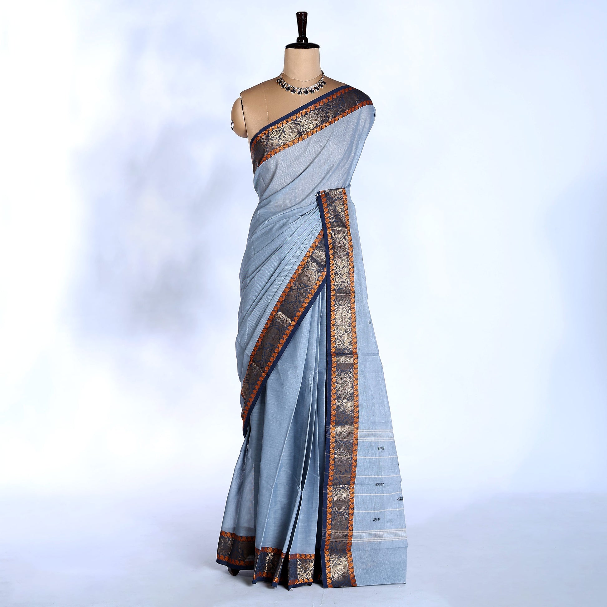 Grey Kanchi Cotton Saree for Women | Festive Traditional Collection | Jeyachandran -Full View
