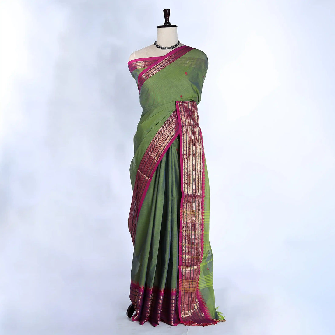 Green Chettinad Cotton Sarees for Women | Office Wear Daily Wear & Special Occasion | Jeyachandran - Full View