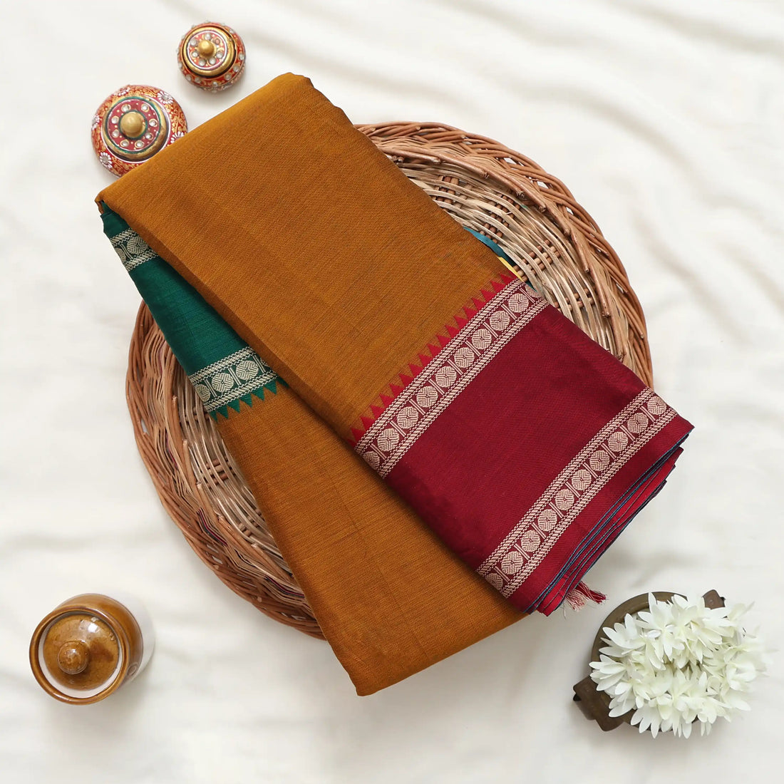 Narayanpet Cotton Sarees for Women | Summer Events & Temple Visits Collection | Jeyachandran - Brown