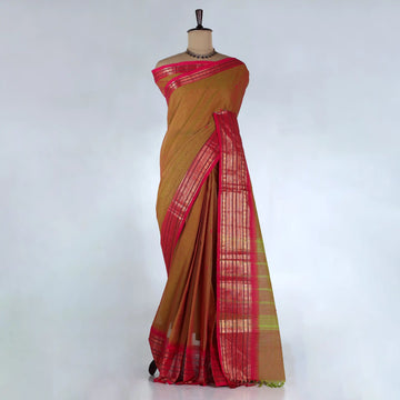 Olive Chettinad Cotton Sarees for Women | Office Wear Daily Wear & Special Occasion | Jeyachandran - Full View