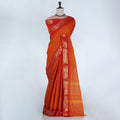 Orange Kanchi Cotton Saree for Women | Festive Traditional Collection | Jeyachandran -Full View
