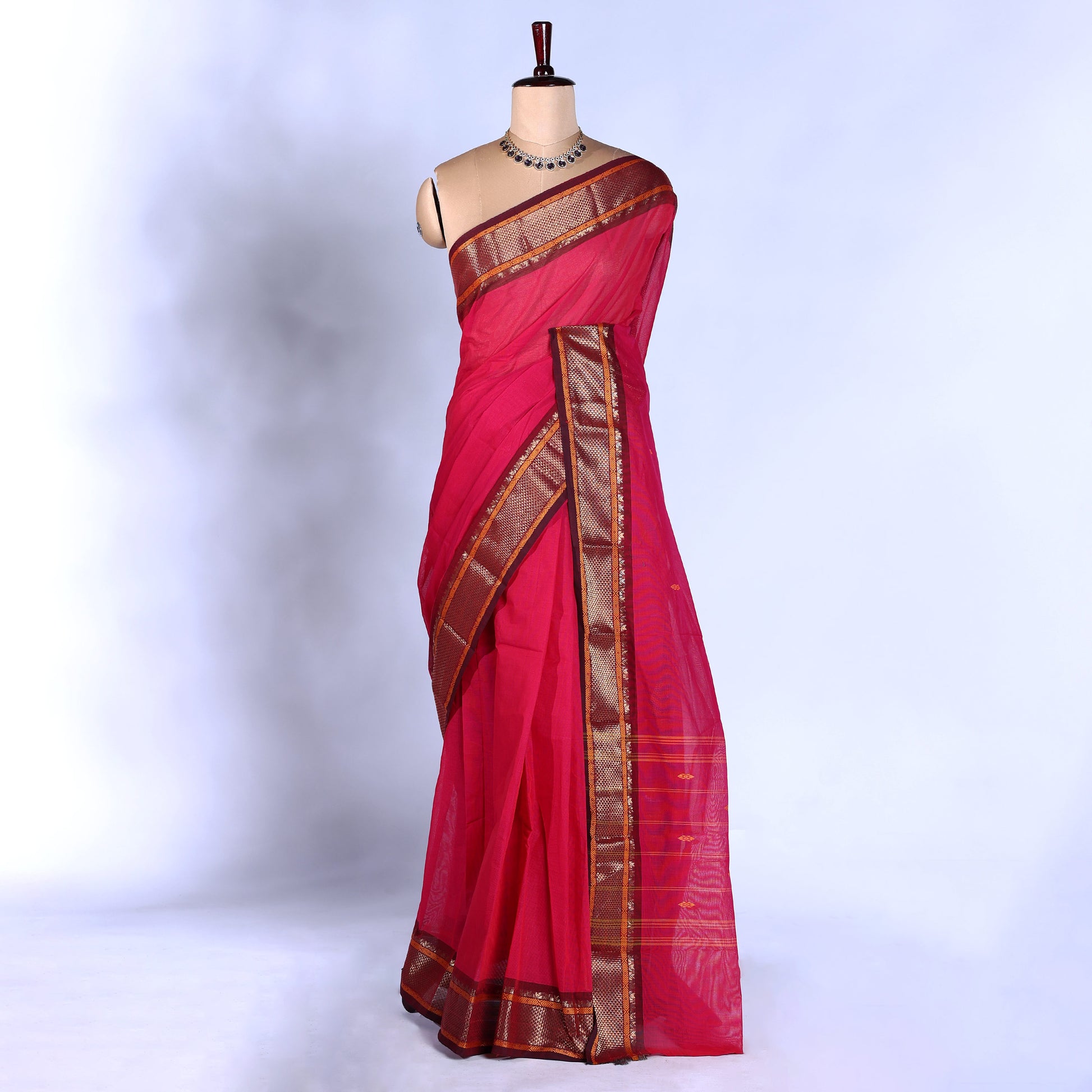 Pink Kanchi Cotton Saree for Women | Festive Traditional Collection | Jeyachandran -Full View
