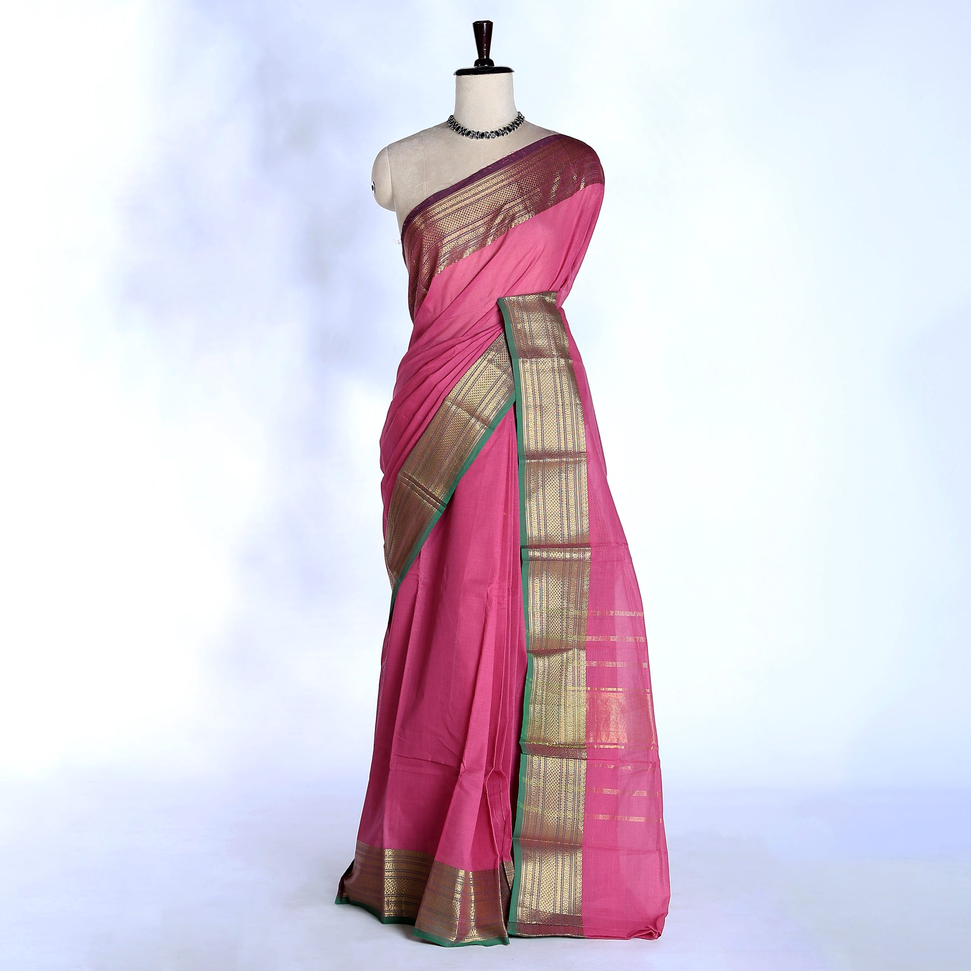 Pink Kanchi Cotton Saree for Women | Festive Traditional Collection | Jeyachandran -Full View
