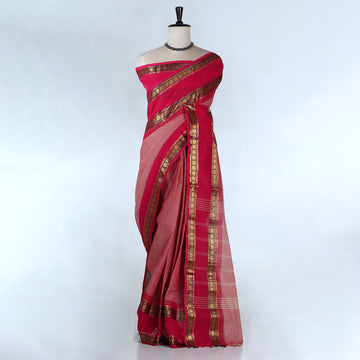 Pink Kanchi Cotton Saree for Women | Festive Traditional Collection | Jeyachandran -Full View

