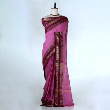 Pink Kanchi Cotton Saree for Women | Festive Traditional Collection | Jeyachandran -Full View
