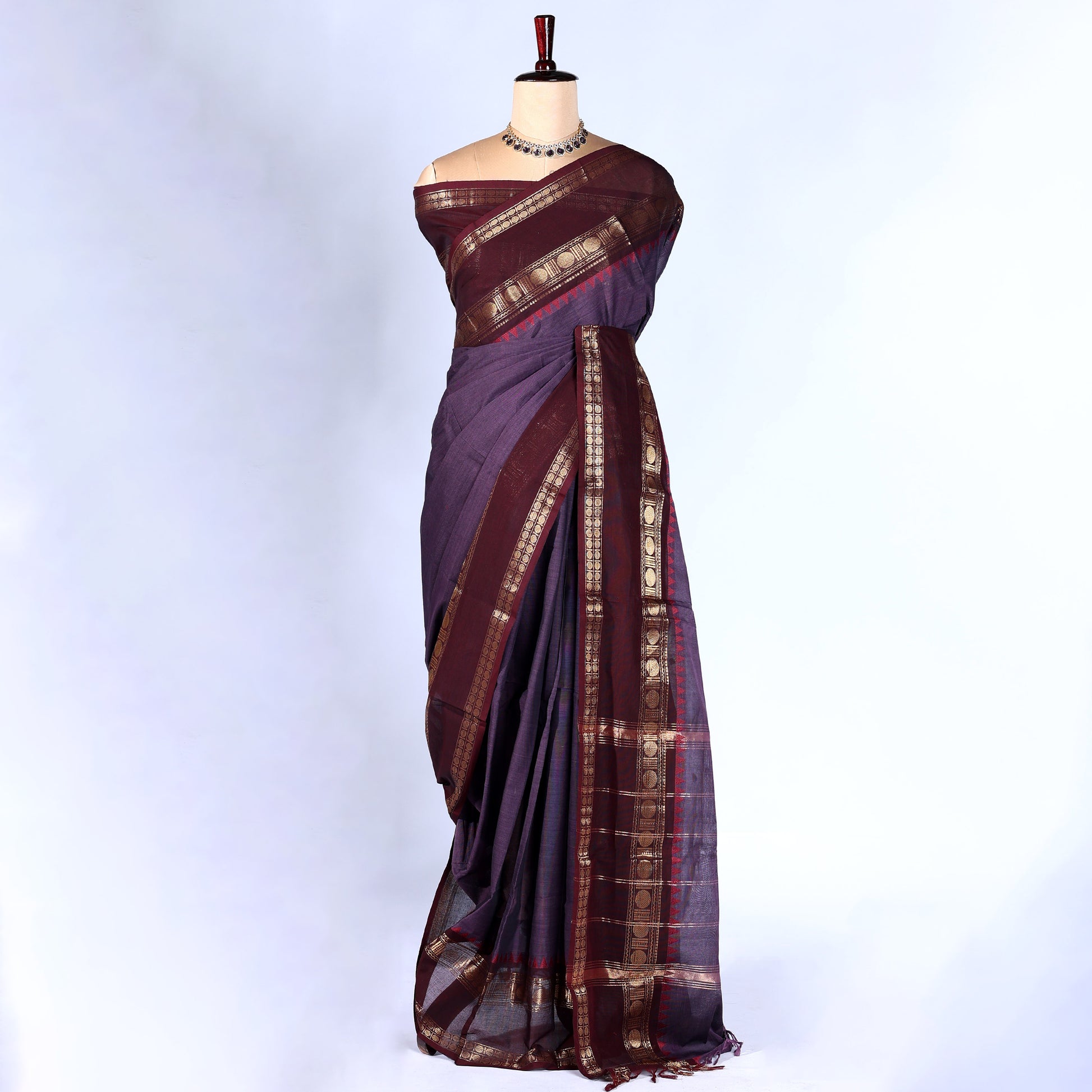 Purple Kanchi Cotton Saree for Women | Festive Traditional Collection | Jeyachandran -Full View
