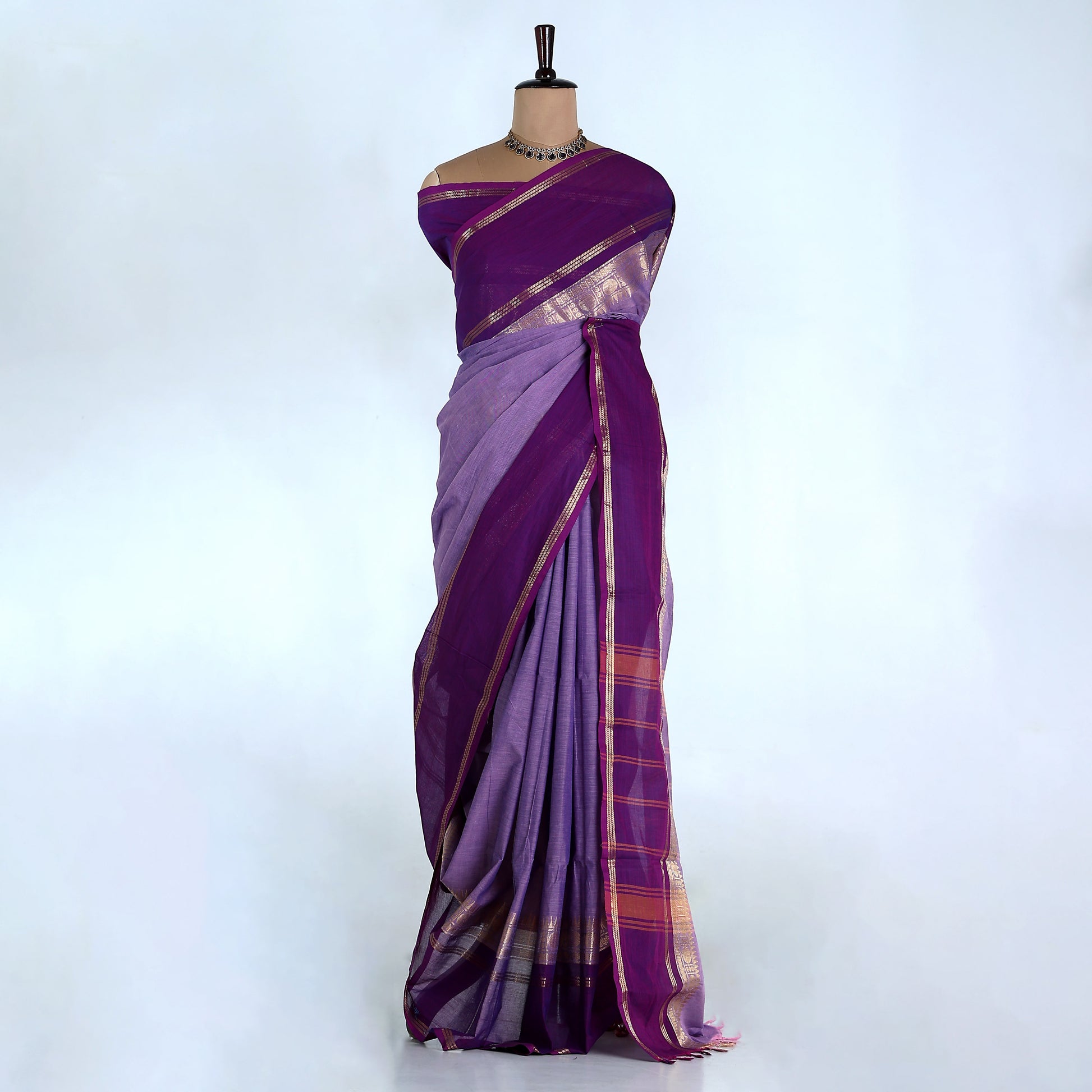 Purple Kanchi Cotton Saree for Women | Festive Traditional Collection | Jeyachandran -Full View

