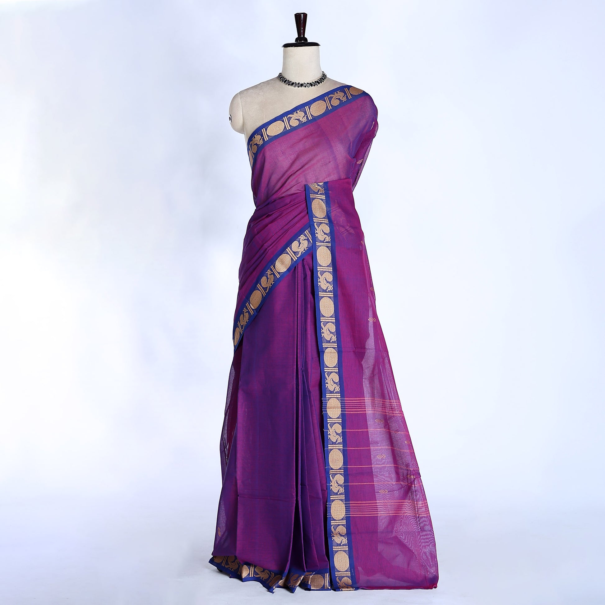 Purple Kanchi Cotton Saree for Women | Festive Traditional Collection | Jeyachandran -Full View
