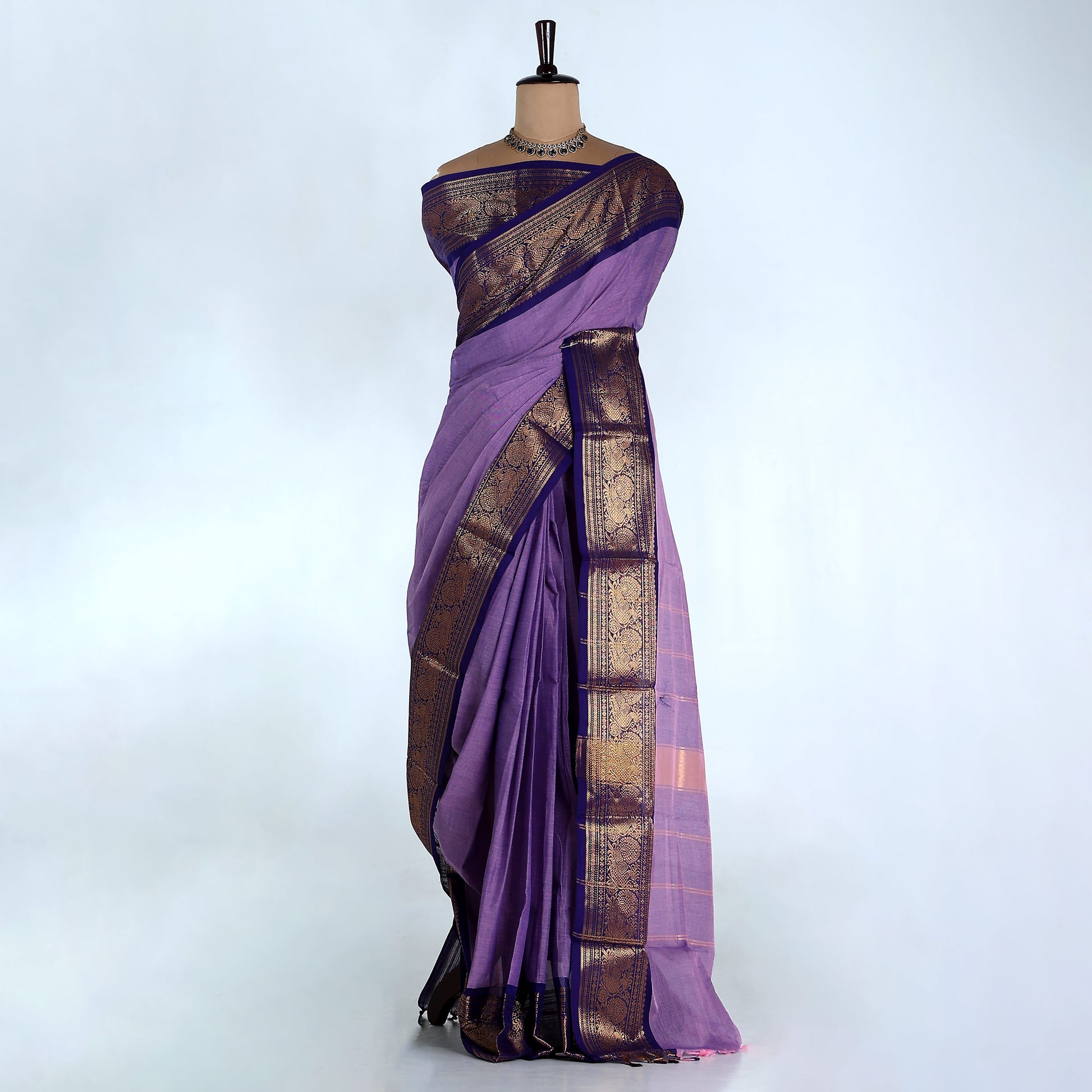 Purple Kanchi Cotton Saree for Women | Festive Traditional Collection | Jeyachandran -Full View
