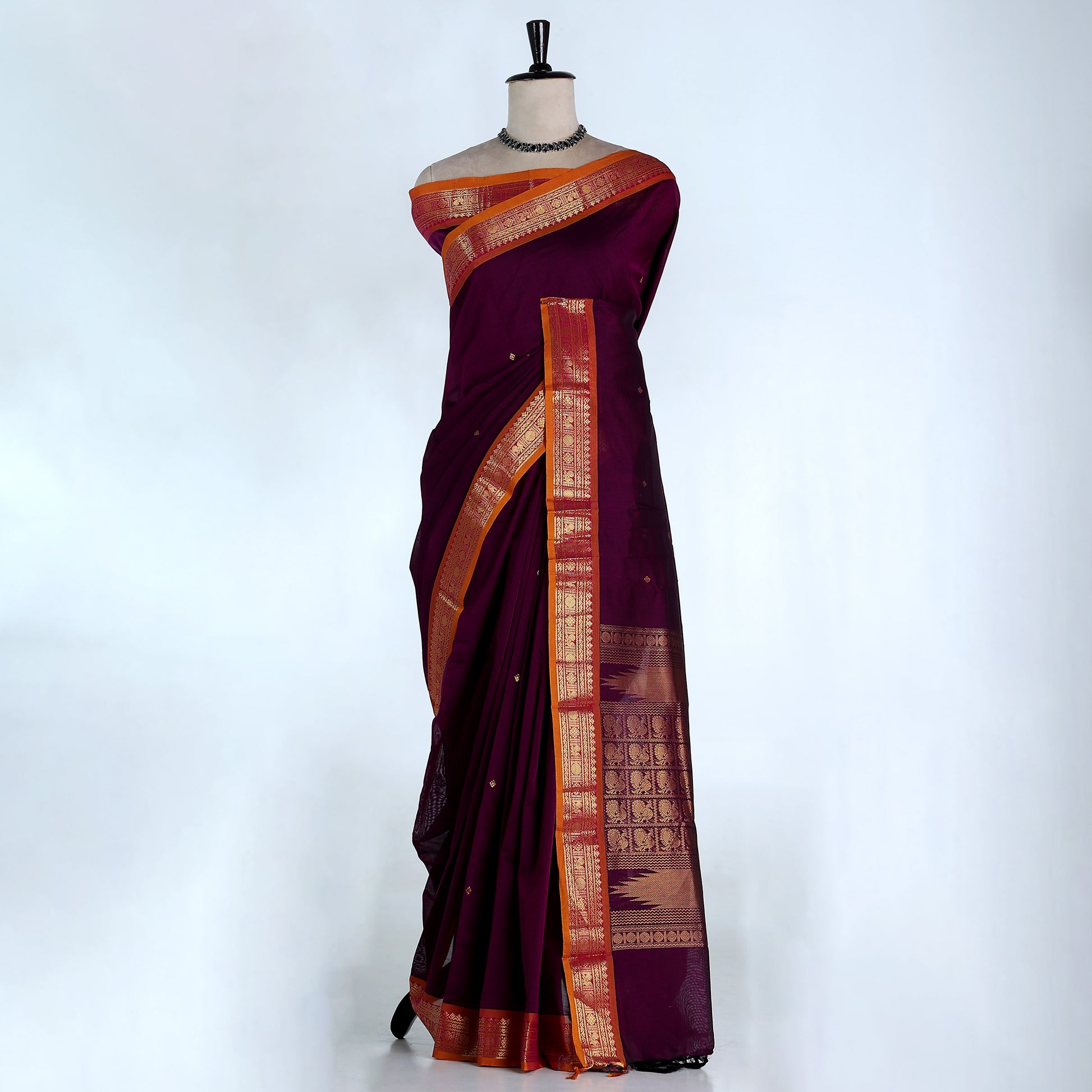 Purple Kanchi Cotton Saree for Women | Festive Traditional Collection | Jeyachandran -Full View
