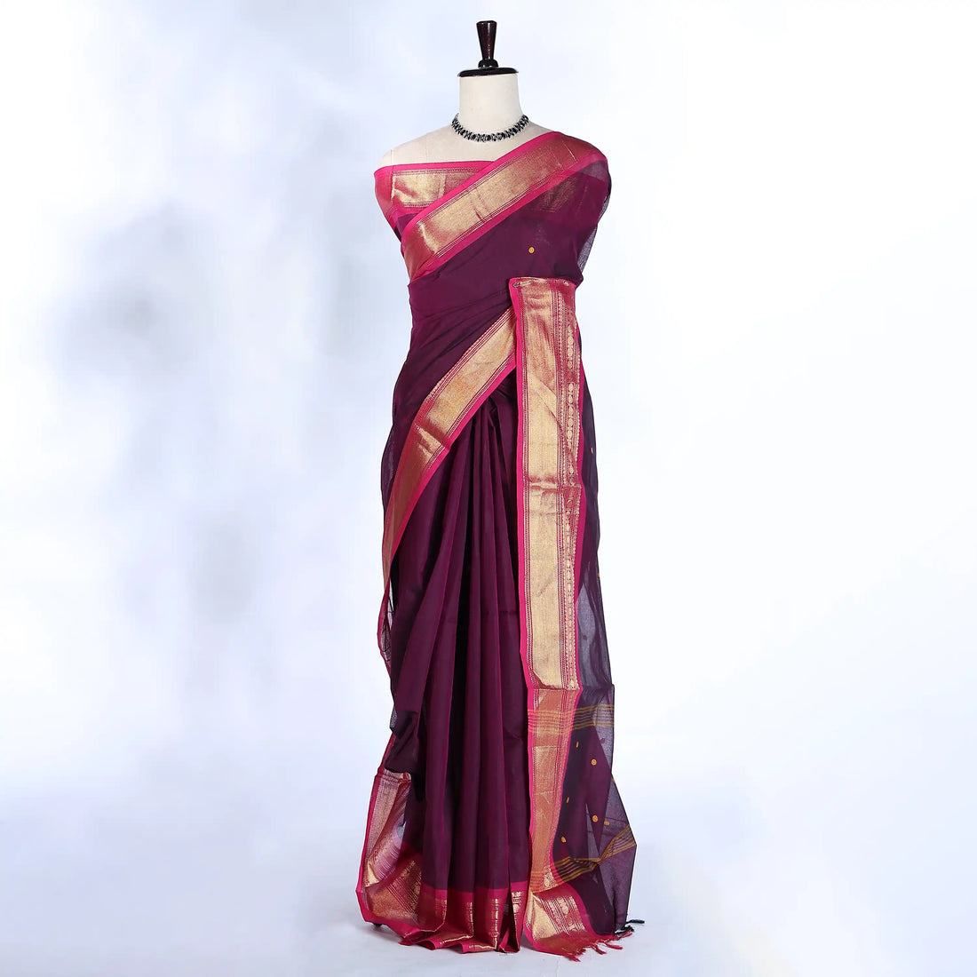 Purple Chettinad Cotton Sarees for Women | Office Wear Daily Wear & Special Occasion | Jeyachandran - Full View