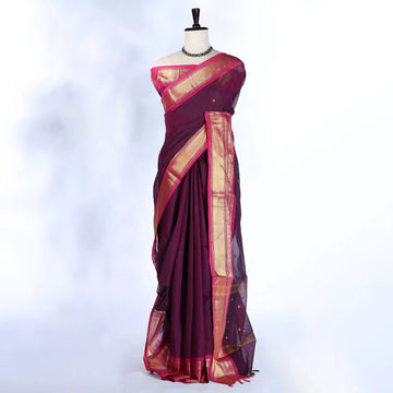 Purple Chettinad Cotton Sarees for Women | Office Wear Daily Wear & Special Occasion | Jeyachandran - Full View
