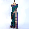 Teal Kanchi Cotton Saree for Women | Festive Traditional Collection | Jeyachandran - Full View
